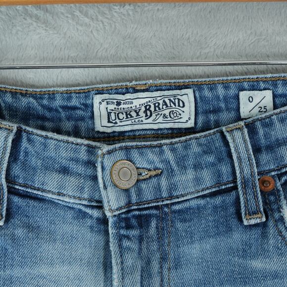 Lucky Brand Jeans Womens 0/25 Blue Distressed Denim Sienna Slim Boyfriend - Picture 4 of 12